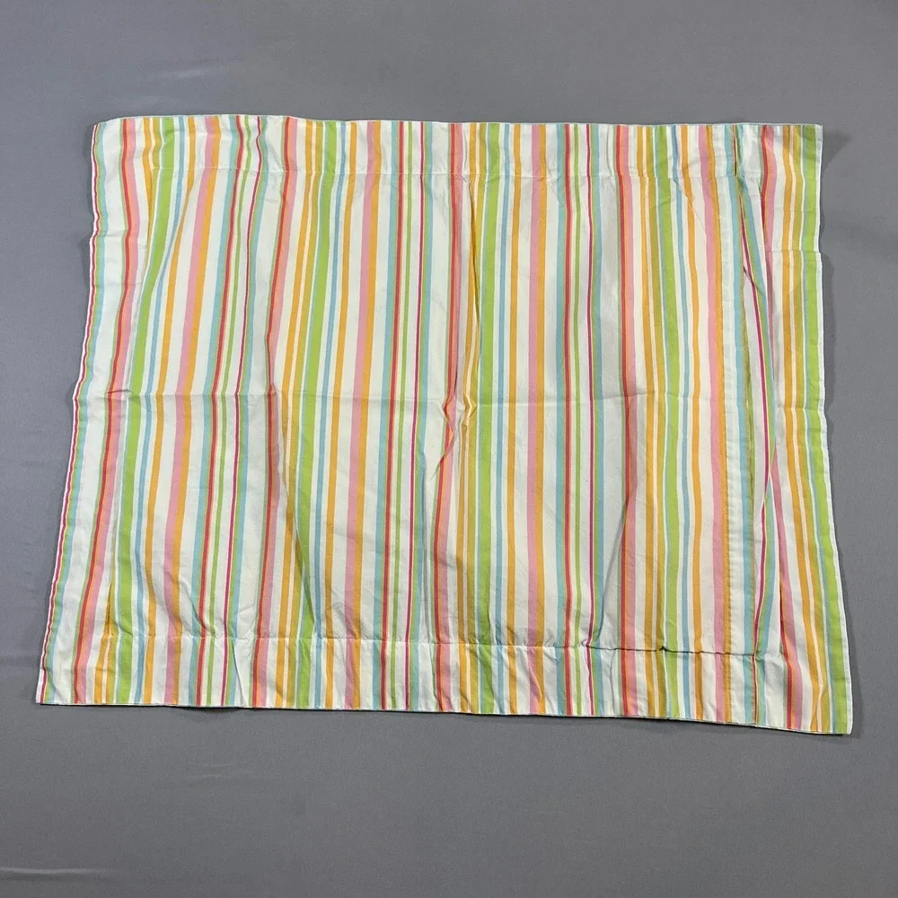 PB Teen Reversible Pillow Sham Standard Multicolor Floral Striped Bedding Home